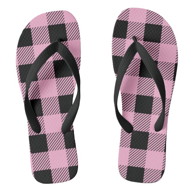 Custom Colour Plaid Pattern Flip Flops (Footbed)