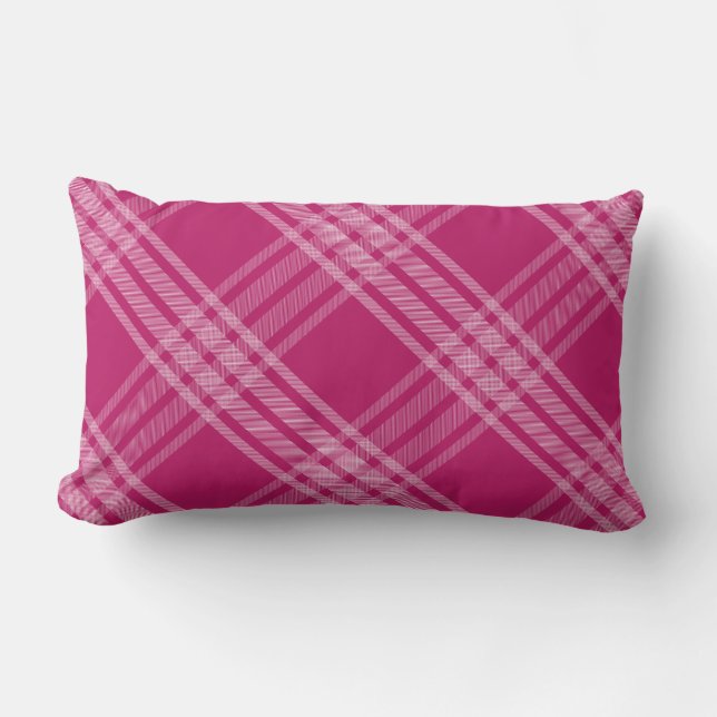 Custom Colour Plaid Pattern Lumbar Pillow (Front)