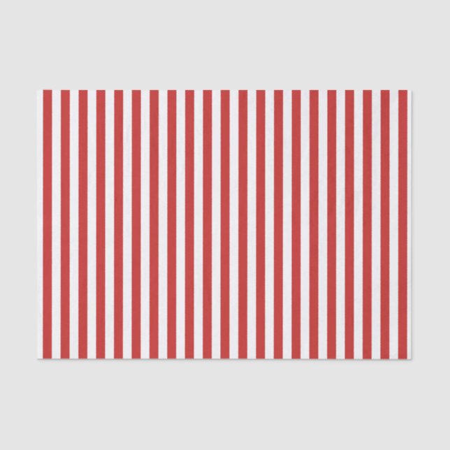Custom Colour Red And White Striped Tissue Paper (Front)