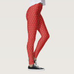 Custom colour red polka dot leggings<br><div class="desc">White polka dots on red, (editable background colour)</div>
