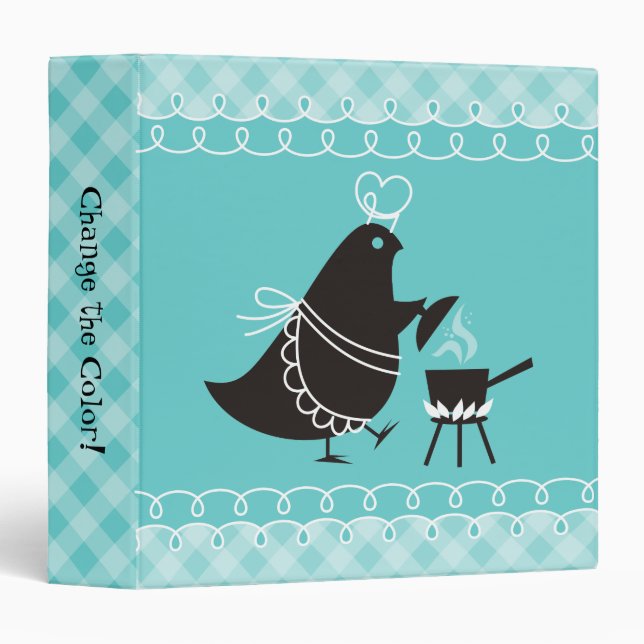 Custom colour retro cooking bird recipe binder (Front/Spine)