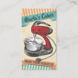 Custom colour retro stand mixer bakery baking busi business card