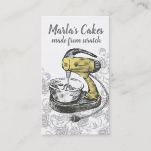 Custom colour retro stand mixer bakery baking business card