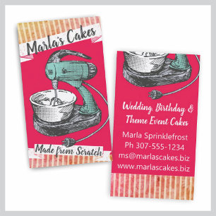 Custom colour retro stand mixer bakery baking business card