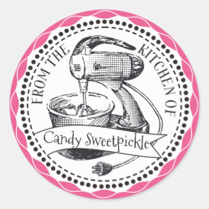 Custom colour retro stand mixer from the kitchen classic round sticker