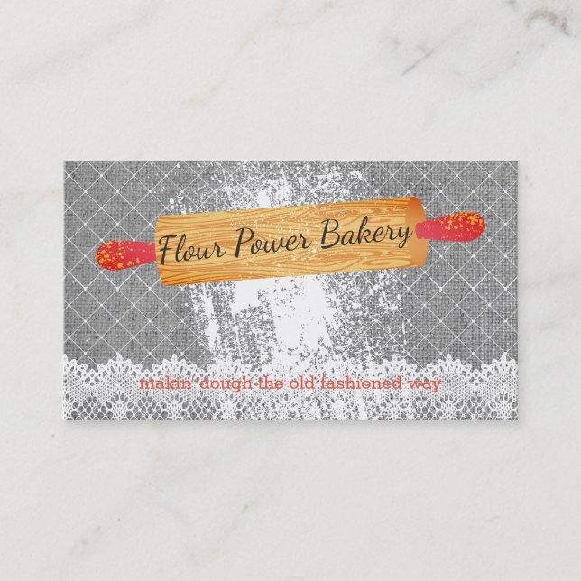 Custom colour rolling pin bakery business card (Front)