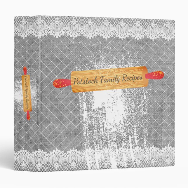 Custom colour rolling pin flour recipe binder (Front/Spine)