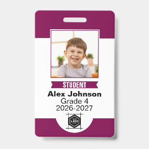 Custom Colour School Student Photo Identification Badge