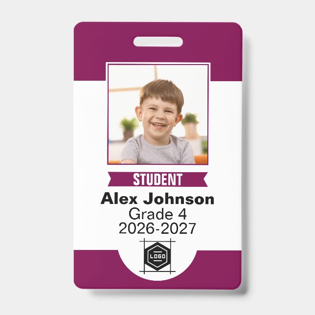 Custom Colour School Student Photo Identification Badge (Front)