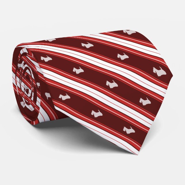 Custom Colour Scottish Terrier Stripe Tie (Rolled)