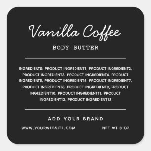 Custom Colour Script Lines Ingredients List Square Sticker