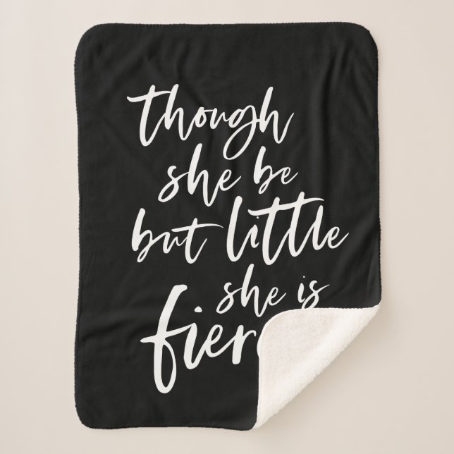 Custom Colour Script Little But Fierce Shakespeare Sherpa Blanket (Front)