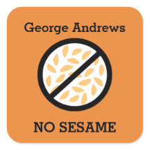 Custom Colour Sesame Allergy Personalized Kids