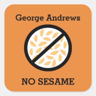 Custom Colour Sesame Allergy Personalized Kids Square Sticker