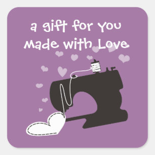 Custom colour sewing machine stitching heart label