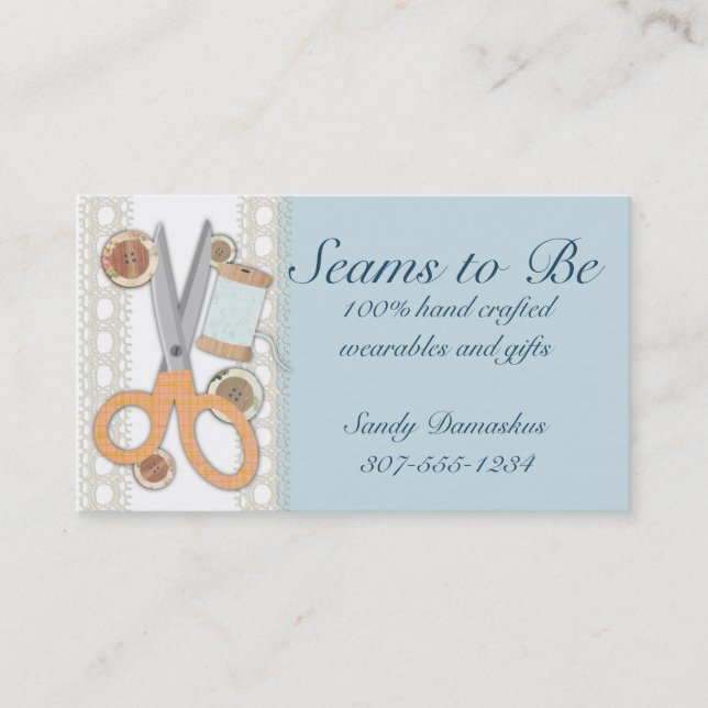 Custom colour sewing scissors seamstress notions business card (Front)