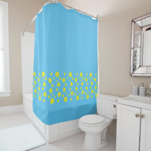 Custom colour shower curtain with pickleball desig