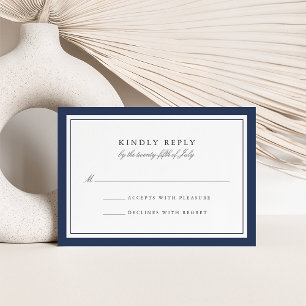 Custom Colour Simple Border Wedding RSVP Card