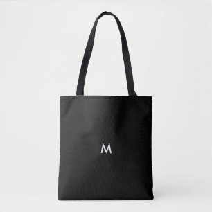Custom Colour Solid Black Optional Text or Initial Tote Bag