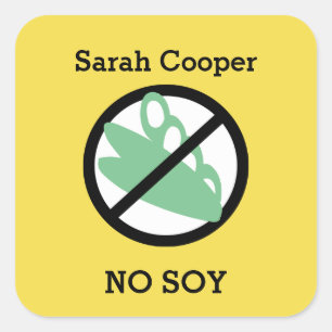 Custom Colour Soy Allergy Personalized Kids Square Sticker