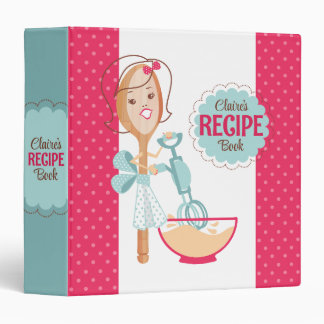 Custom colour spoon girl cooking recipe binder