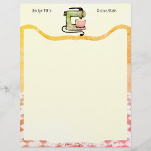 Custom colour stand mixer baking recipe letterhead