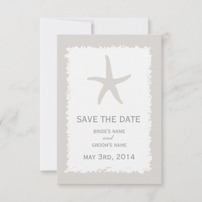 Custom Colour Starfish Beach Wedding Save The Date (Front)