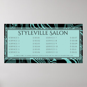 Custom colour stylist salon service price display poster