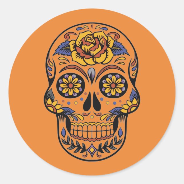 Custom Colour Sugar Skull Day of the Dead Sticker (Front)