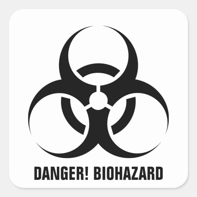 Custom Colour/Text Chemical Biohazard Danger Symbo Square Sticker (Front)