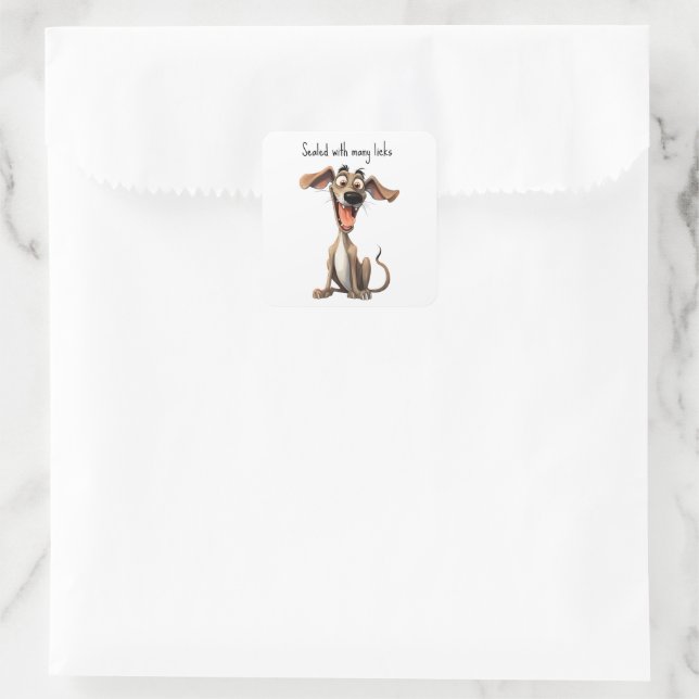 Custom colour & text, 🐶crazy 🤪 whippet square sticker (Bag)