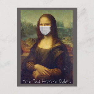 Custom Colour/Text Mona Lisa Painting w/ Face Mask Postcard