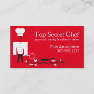 Custom colour top secret detective chef catering business card