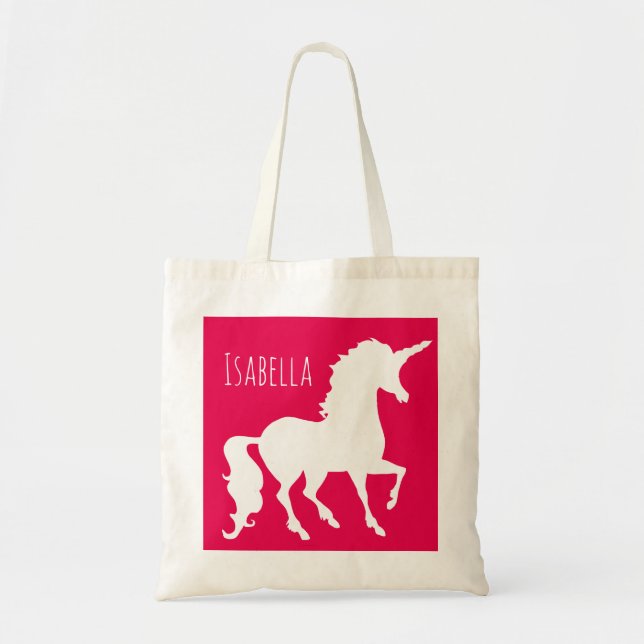 Custom Colour Unicorn Silhouette Kids Personalized Tote Bag (Front)