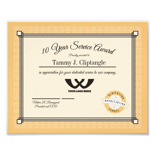 Custom colour universal employee anniversary award photo print (Front)