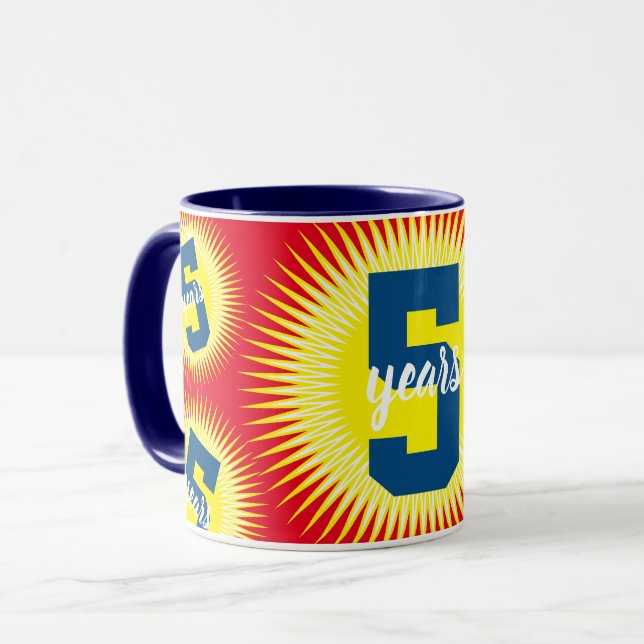 Custom colour UNIVERSAL employee anniversary coffe Mug (Front Left)