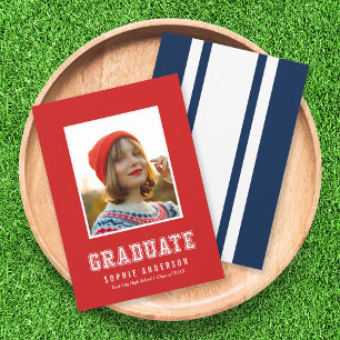 Custom Colour Varsity Photo Graduation Announcemen Invitation