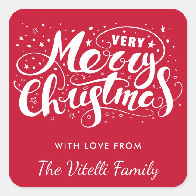 Custom Colour Very Merry Christmas Stickers (Front)