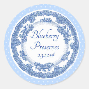 Custom colour vintage blue plate canning label