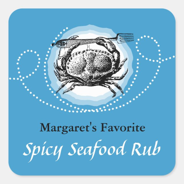 Custom colour vintage crab seafood gift tag label (Front)