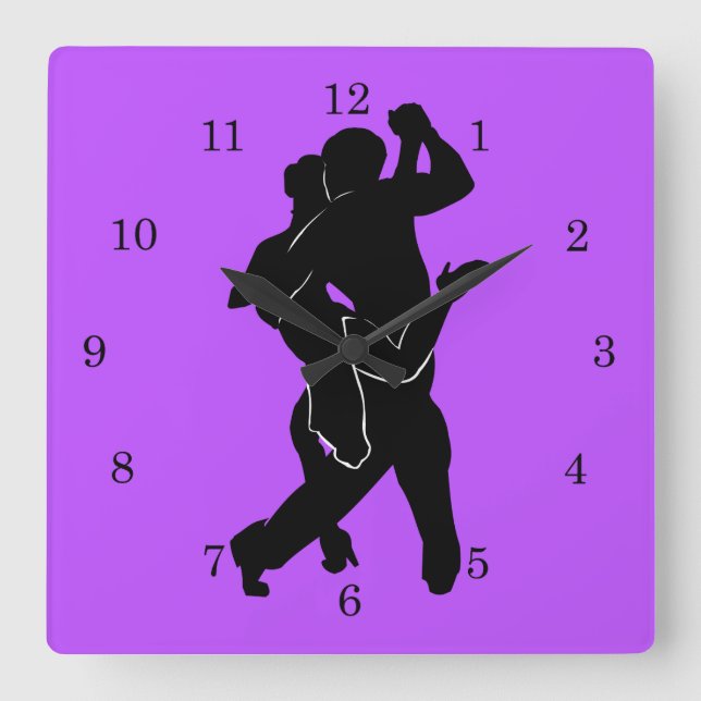 Custom Colour Wall Clock Tanngo Dancers - Purple (Front)