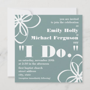 Custom Colour Wedding Invite - White Flowers & I D