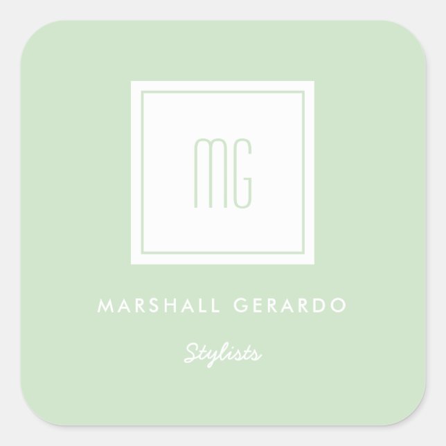 Custom Colour White Monogram Business Logo Sticker (Front)