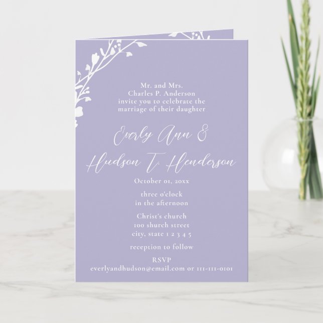 Custom Colour Wildflower Bloom  Folding Wedding Invitation (Front)