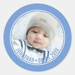Custom Colour with Custom Photo and Text Classic Round Sticker