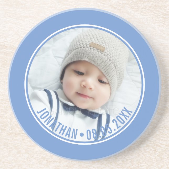 Custom Colour with Custom Photo and Text Coaster (Front)