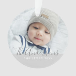 Custom Colour with Custom Photo and Text Ornament
