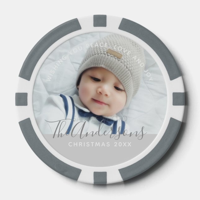 Custom Colour with Custom Photo and Text Poker Chips (Front)