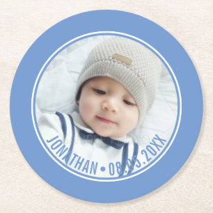 Custom Colour with Custom Photo and Text Round Paper Coaster