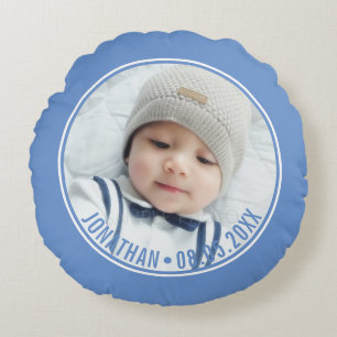 Custom Colour with Custom Photo and Text Round Pillow